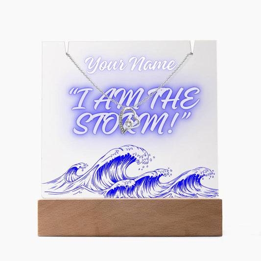 To My Daughter/Son-I Am The Storm-An elegant 7 LED Light Acrylic Bundle,featuring a Square Acrylic and the beautiful Forever Love Necklace 216 - Essential Home Zone Essential Home Zone LED Battery Powered Base / 14K White Gold Finish Jewelry To My Daughter/Son-I Am The Storm-An elegant 7 LED Light Acrylic Bundle,featuring a Square Acrylic and the beautiful Forever Love Necklace 216