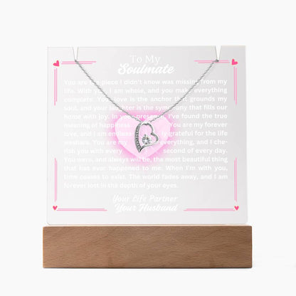 To My Soulmate-Missing Piece-Personalized this Keepsake 7 LED Light Acrylic Bundle,featuring a Square Acrylic and the beautiful Forever Love Necklace 18 - Essential Home Zone Essential Home Zone LED Battery Powered Base / 14K White Gold Finish Jewelry To My Soulmate-Missing Piece-Personalized this Keepsake 7 LED Light Acrylic Bundle,featuring a Square Acrylic and the beautiful Forever Love Necklace 18