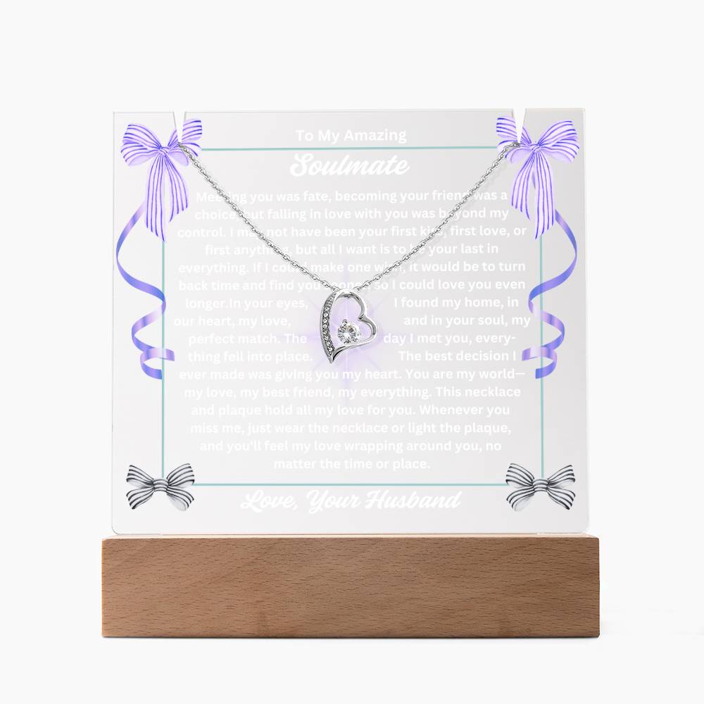 To My Soulmate-Meeting You Was Fate-Personalized this Keepsake 7 LED Light Acrylic Bundle,featuring a Square Acrylic and the beautiful Forever Love Necklace 330 - Essential Home Zone Essential Home Zone LED Battery Powered Base / 14K White Gold Finish Jewelry To My Soulmate-Meeting You Was Fate-Personalized this Keepsake 7 LED Light Acrylic Bundle,featuring a Square Acrylic and the beautiful Forever Love Necklace 330