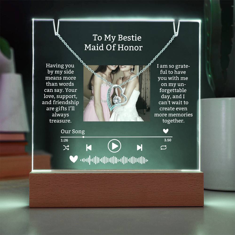 To My Maid Of Honor-Grateful To Have You With Me-Personalize this elegant Keepsake Acrylic Bundle, featuring a stunning Square Acrylic and the beautiful Forever Love Necklace 324 - Essential Home Zone Essential Home Zone Jewelry To My Maid Of Honor-Grateful To Have You With Me-Personalize this elegant Keepsake Acrylic Bundle, featuring a stunning Square Acrylic and the beautiful Forever Love Necklace 324