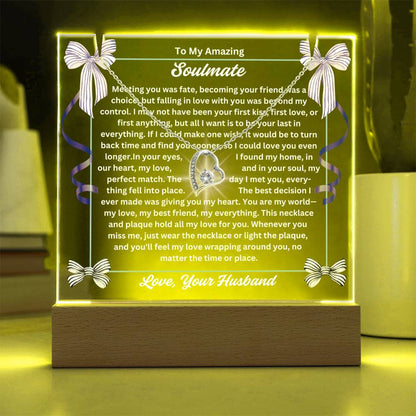 To My Soulmate-Meeting You Was Fate-Personalized this Keepsake 7 LED Light Acrylic Bundle,featuring a Square Acrylic and the beautiful Forever Love Necklace 330 - Essential Home Zone Essential Home Zone Jewelry To My Soulmate-Meeting You Was Fate-Personalized this Keepsake 7 LED Light Acrylic Bundle,featuring a Square Acrylic and the beautiful Forever Love Necklace 330