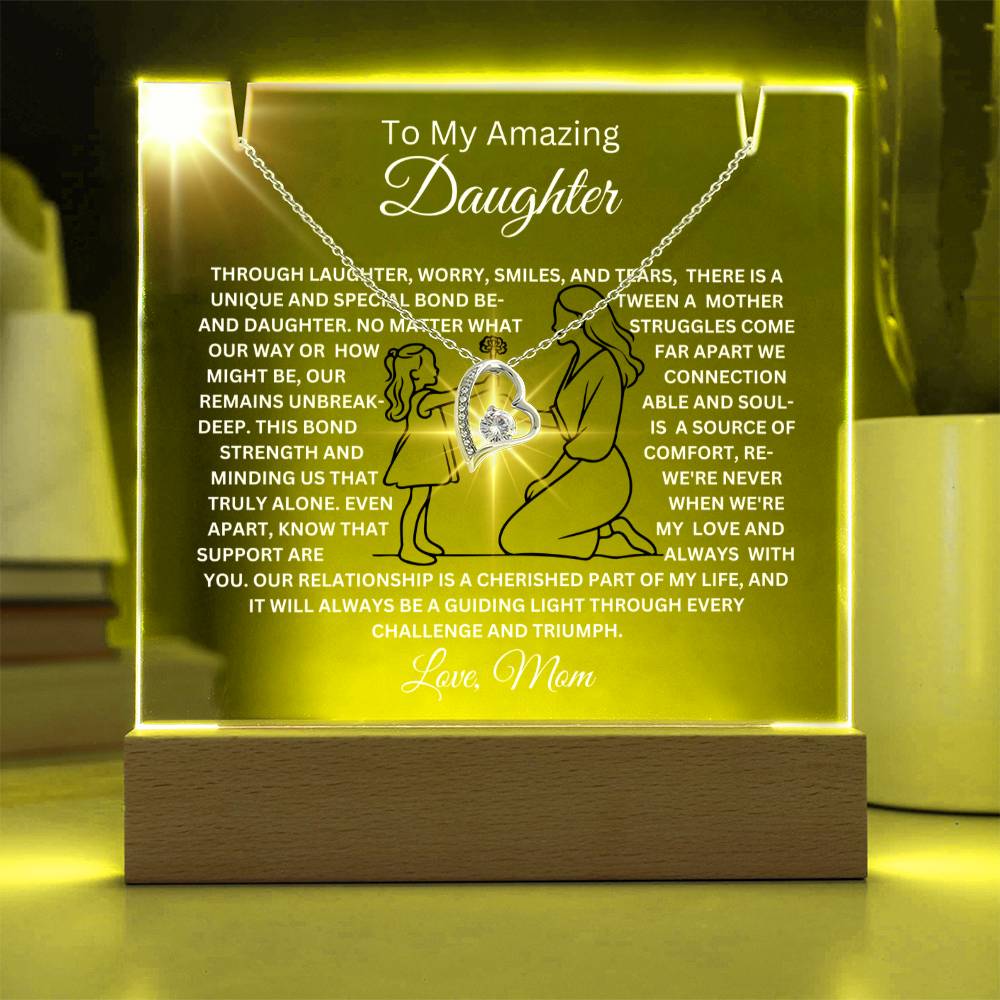 To My Daughter-Unique Bond with Mom-Personalized this Keepsake 7 LED Light Acrylic Bundle,featuring a Square Acrylic and the beautiful Forever Love Necklace 140 - Essential Home Zone Essential Home Zone Jewelry To My Daughter-Unique Bond with Mom-Personalized this Keepsake 7 LED Light Acrylic Bundle,featuring a Square Acrylic and the beautiful Forever Love Necklace 140