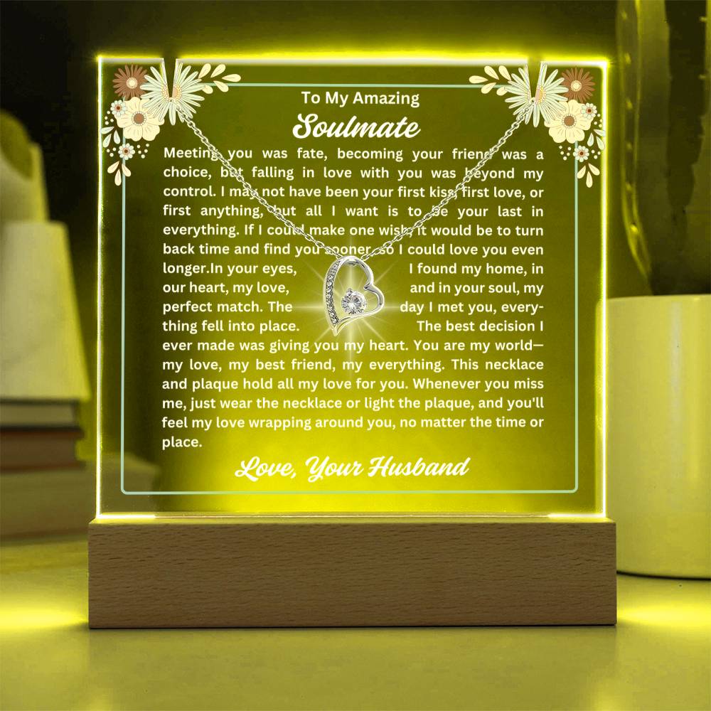 To My Soulmate-Meeting You Was Fate-Personalized this Keepsake 7 LED Light Acrylic Bundle,featuring a Square Acrylic and the beautiful Forever Love Necklace 326 - Essential Home Zone Essential Home Zone Jewelry To My Soulmate-Meeting You Was Fate-Personalized this Keepsake 7 LED Light Acrylic Bundle,featuring a Square Acrylic and the beautiful Forever Love Necklace 326