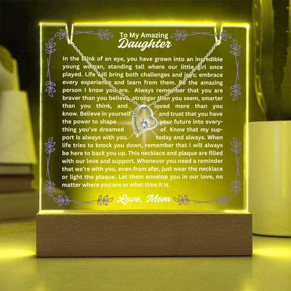 To My Daughter-In A Blink Of An Eye-Personalized this Keepsake 7 LED Light Acrylic Bundle,featuring a Square Acrylic and the beautiful Forever Love Necklace 305 - Essential Home Zone Essential Home Zone Jewelry To My Daughter-In A Blink Of An Eye-Personalized this Keepsake 7 LED Light Acrylic Bundle,featuring a Square Acrylic and the beautiful Forever Love Necklace 305