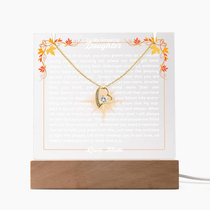 To My Daughter-In A Blink Of An Eye-Personalized this Keepsake 7 LED Light Acrylic Bundle,featuring a Square Acrylic and the beautiful Forever Love Necklace 307 - Essential Home Zone Essential Home Zone LED Corded Base / 18K Yellow Gold Finish Jewelry To My Daughter-In A Blink Of An Eye-Personalized this Keepsake 7 LED Light Acrylic Bundle,featuring a Square Acrylic and the beautiful Forever Love Necklace 307