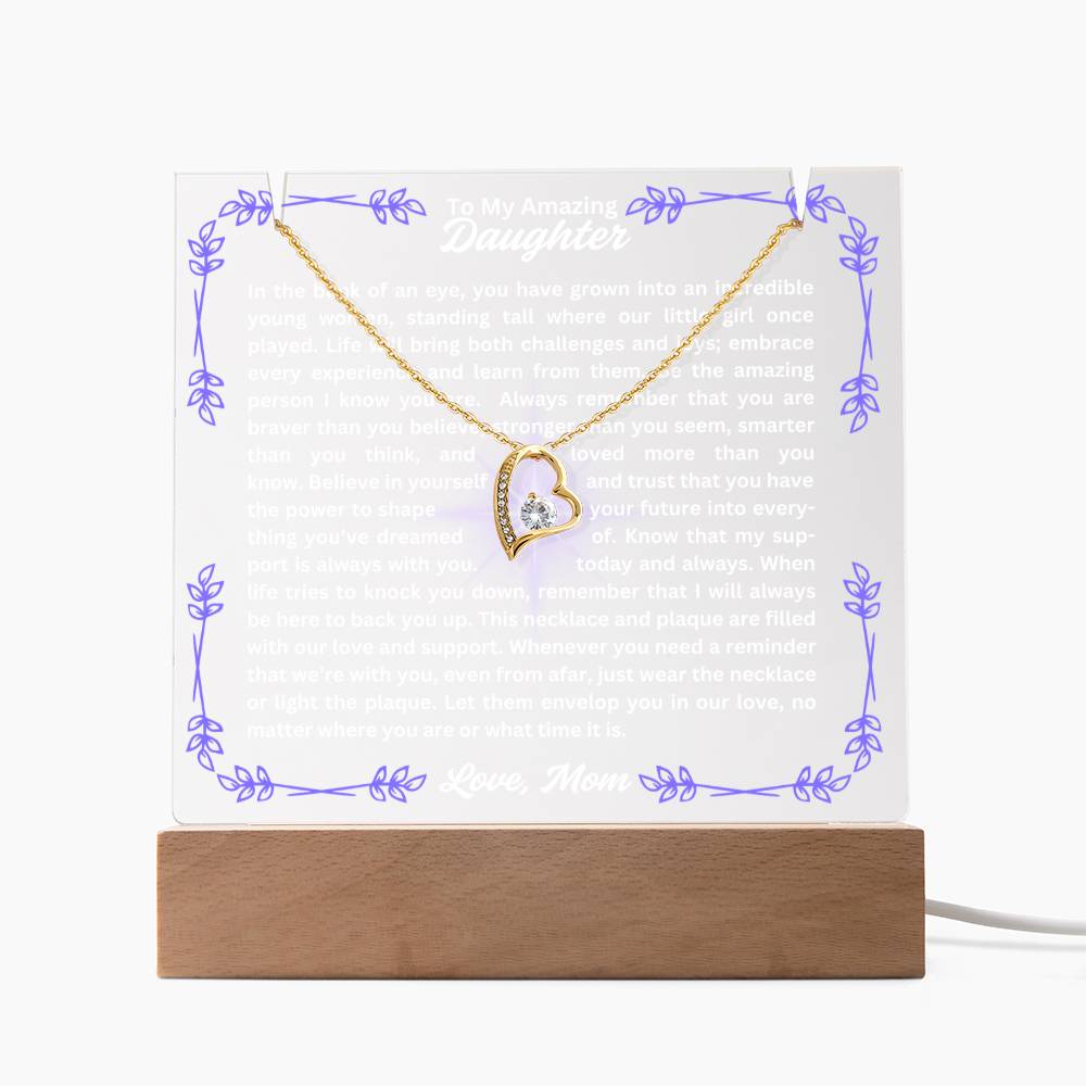 To My Daughter-In A Blink Of An Eye-Personalized this Keepsake 7 LED Light Acrylic Bundle,featuring a Square Acrylic and the beautiful Forever Love Necklace 305 - Essential Home Zone Essential Home Zone LED Corded Base / 18K Yellow Gold Finish Jewelry To My Daughter-In A Blink Of An Eye-Personalized this Keepsake 7 LED Light Acrylic Bundle,featuring a Square Acrylic and the beautiful Forever Love Necklace 305