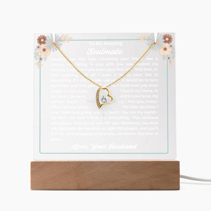 To My Soulmate-Meeting You Was Fate-Personalized this Keepsake 7 LED Light Acrylic Bundle,featuring a Square Acrylic and the beautiful Forever Love Necklace 326 - Essential Home Zone Essential Home Zone LED Corded Base / 18K Yellow Gold Finish Jewelry To My Soulmate-Meeting You Was Fate-Personalized this Keepsake 7 LED Light Acrylic Bundle,featuring a Square Acrylic and the beautiful Forever Love Necklace 326