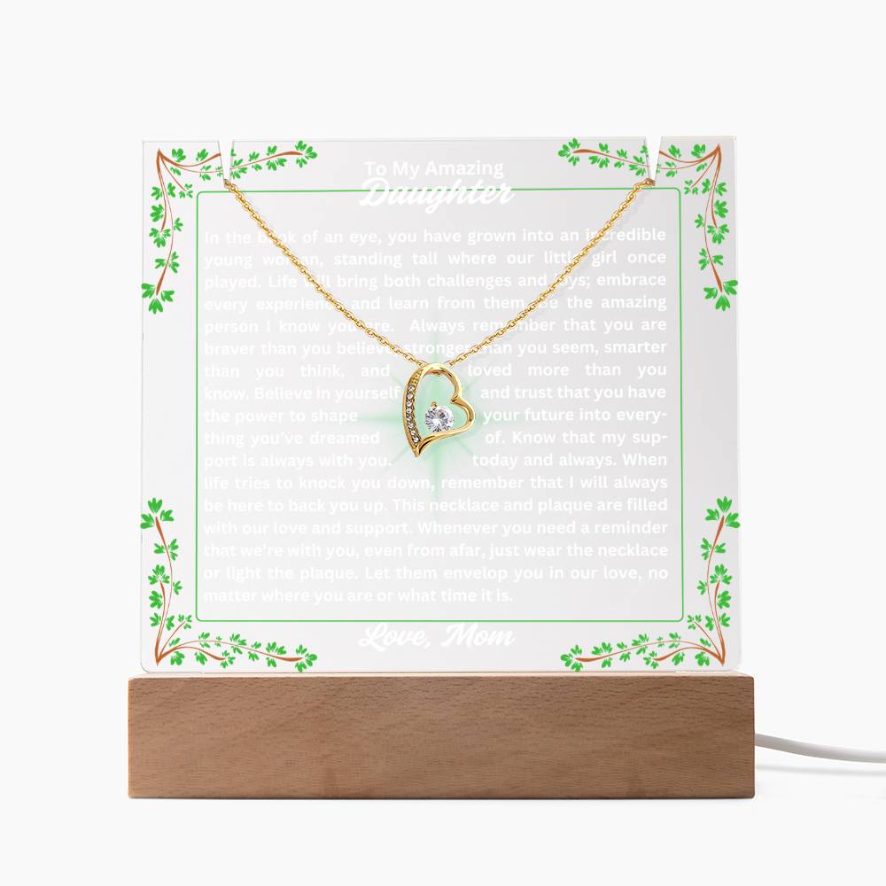 To My Daughter-In A Blink Of An Eye-Personalized this Keepsake 7 LED Light Acrylic Bundle,featuring a Square Acrylic and the beautiful Forever Love Necklace 311 - Essential Home Zone Essential Home Zone LED Corded Base / 18K Yellow Gold Finish Jewelry To My Daughter-In A Blink Of An Eye-Personalized this Keepsake 7 LED Light Acrylic Bundle,featuring a Square Acrylic and the beautiful Forever Love Necklace 311