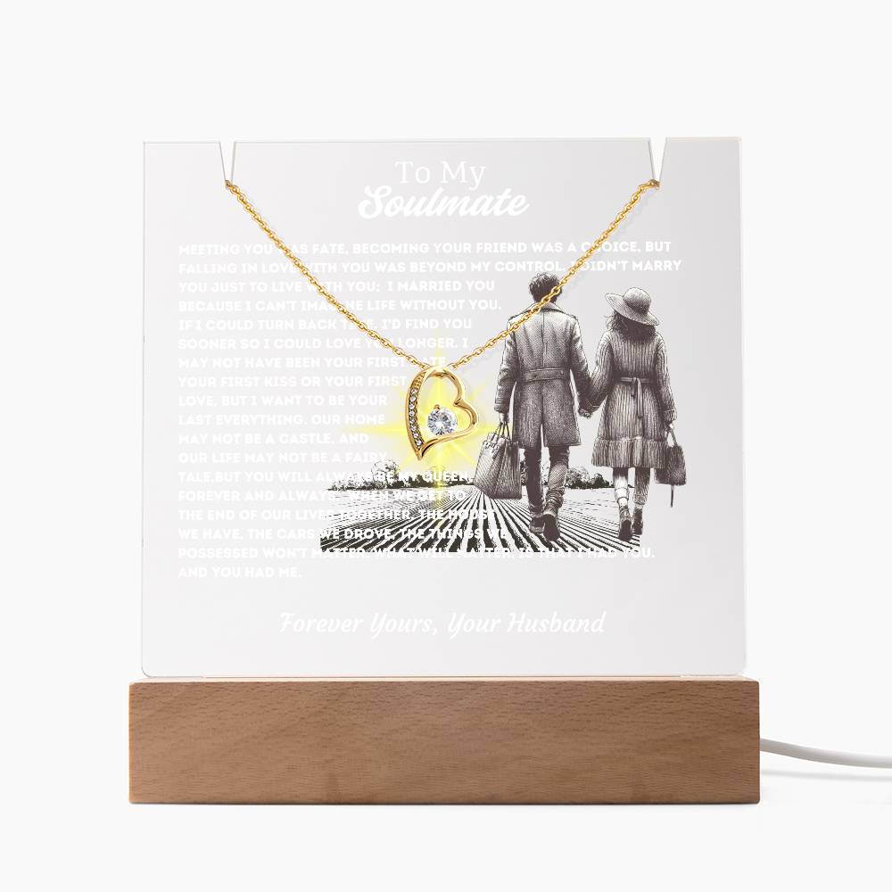 To My Soulmate-Meeting You Was Fate-elegant Keepsake Acrylic Bundle, featuring a stunning Square Acrylic and the beautiful Forever Love Necklace. 12 - Essential Home Zone Essential Home Zone LED Corded Base / 18K Yellow Gold Finish Jewelry To My Soulmate-Meeting You Was Fate-elegant Keepsake Acrylic Bundle, featuring a stunning Square Acrylic and the beautiful Forever Love Necklace. 12