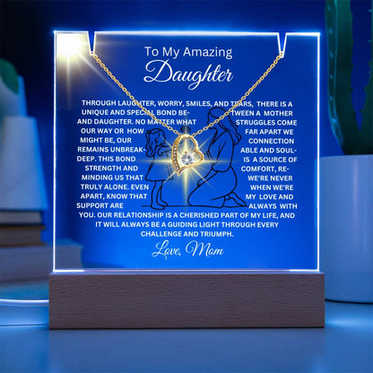 To My Daughter-Unique Bond with Mom-Personalized this Keepsake 7 LED Light Acrylic Bundle,featuring a Square Acrylic and the beautiful Forever Love Necklace 140 - Essential Home Zone Essential Home Zone Jewelry To My Daughter-Unique Bond with Mom-Personalized this Keepsake 7 LED Light Acrylic Bundle,featuring a Square Acrylic and the beautiful Forever Love Necklace 140