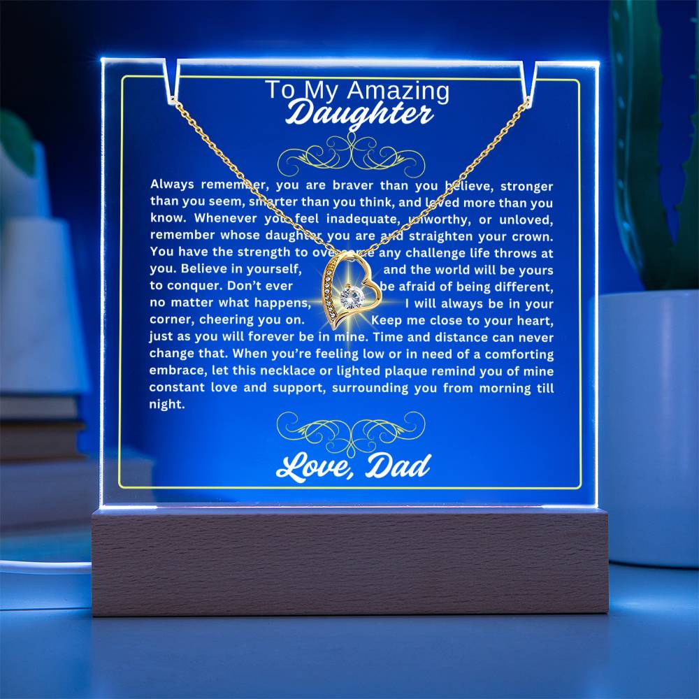 To My Daughter-Braver Than You Believe-Personalized this Keepsake 7 LED Light Acrylic Bundle,featuring a Square Acrylic and the beautiful Forever Love Necklace 45 - Essential Home Zone Essential Home Zone Jewelry To My Daughter-Braver Than You Believe-Personalized this Keepsake 7 LED Light Acrylic Bundle,featuring a Square Acrylic and the beautiful Forever Love Necklace 45