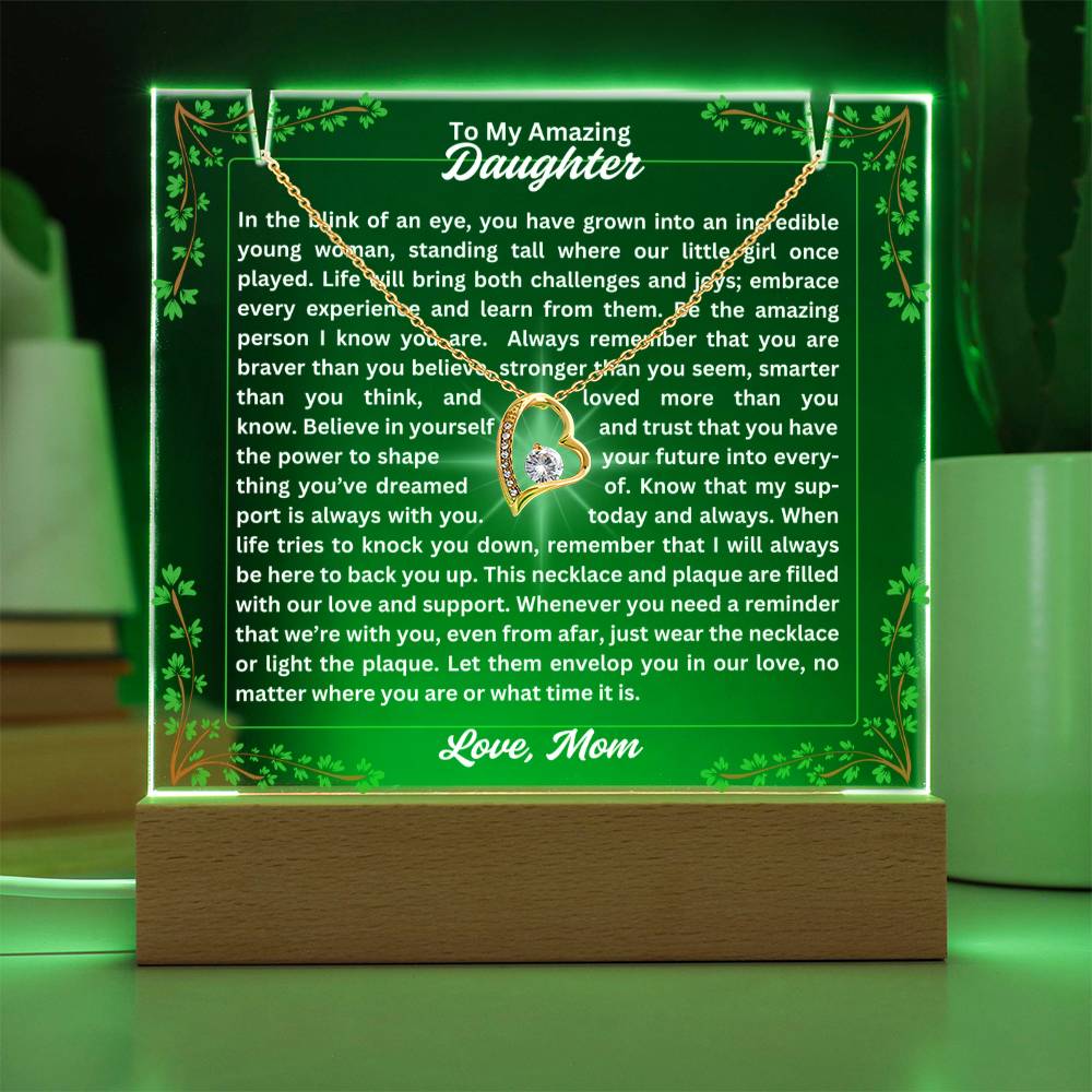 To My Daughter-In A Blink Of An Eye-Personalized this Keepsake 7 LED Light Acrylic Bundle,featuring a Square Acrylic and the beautiful Forever Love Necklace 311 - Essential Home Zone Essential Home Zone Jewelry To My Daughter-In A Blink Of An Eye-Personalized this Keepsake 7 LED Light Acrylic Bundle,featuring a Square Acrylic and the beautiful Forever Love Necklace 311