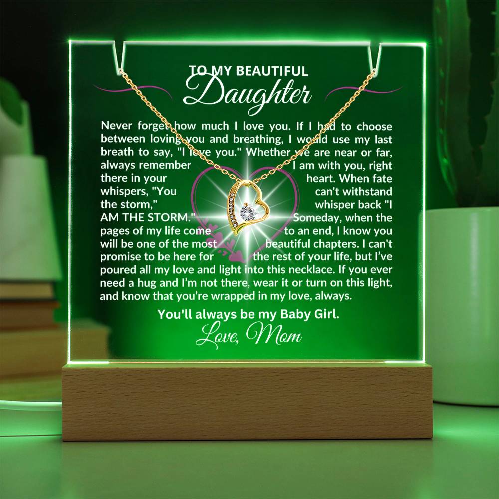 To My Daughter-My Last Breath-Personalized this Keepsake 7 LED Light Acrylic Bundle,featuring a Square Acrylic and the beautiful Forever Love Necklace 248 - Essential Home Zone Essential Home Zone Jewelry To My Daughter-My Last Breath-Personalized this Keepsake 7 LED Light Acrylic Bundle,featuring a Square Acrylic and the beautiful Forever Love Necklace 248