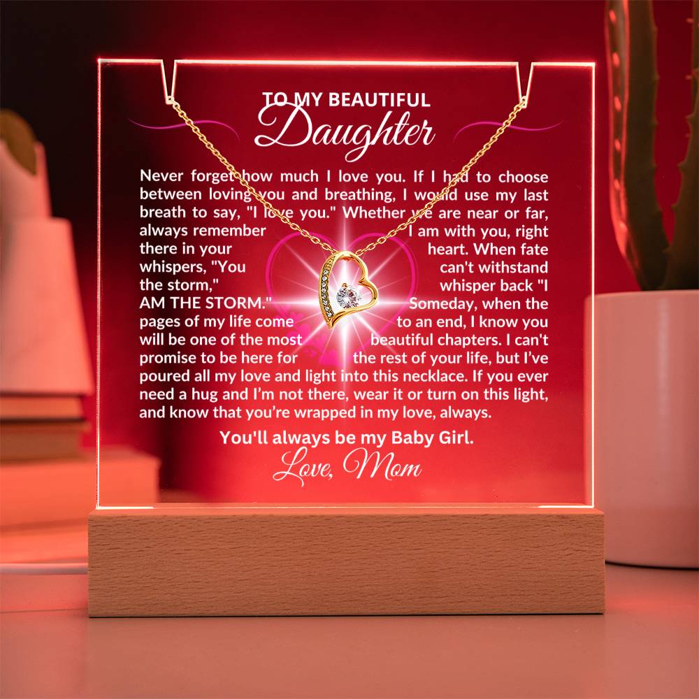 To My Daughter-My Last Breath-Personalized this Keepsake 7 LED Light Acrylic Bundle,featuring a Square Acrylic and the beautiful Forever Love Necklace 248 - Essential Home Zone Essential Home Zone Jewelry To My Daughter-My Last Breath-Personalized this Keepsake 7 LED Light Acrylic Bundle,featuring a Square Acrylic and the beautiful Forever Love Necklace 248