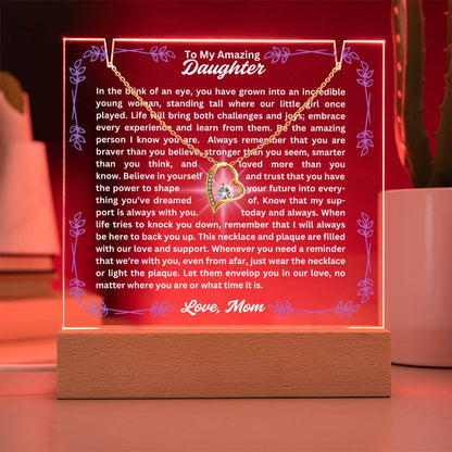 To My Daughter-In A Blink Of An Eye-Personalized this Keepsake 7 LED Light Acrylic Bundle,featuring a Square Acrylic and the beautiful Forever Love Necklace 305 - Essential Home Zone Essential Home Zone Jewelry To My Daughter-In A Blink Of An Eye-Personalized this Keepsake 7 LED Light Acrylic Bundle,featuring a Square Acrylic and the beautiful Forever Love Necklace 305