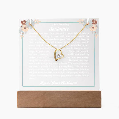 To My Soulmate-Meeting You Was Fate-Personalized this Keepsake 7 LED Light Acrylic Bundle,featuring a Square Acrylic and the beautiful Forever Love Necklace 326 - Essential Home Zone Essential Home Zone LED Battery Powered Base / 18K Yellow Gold Finish Jewelry To My Soulmate-Meeting You Was Fate-Personalized this Keepsake 7 LED Light Acrylic Bundle,featuring a Square Acrylic and the beautiful Forever Love Necklace 326