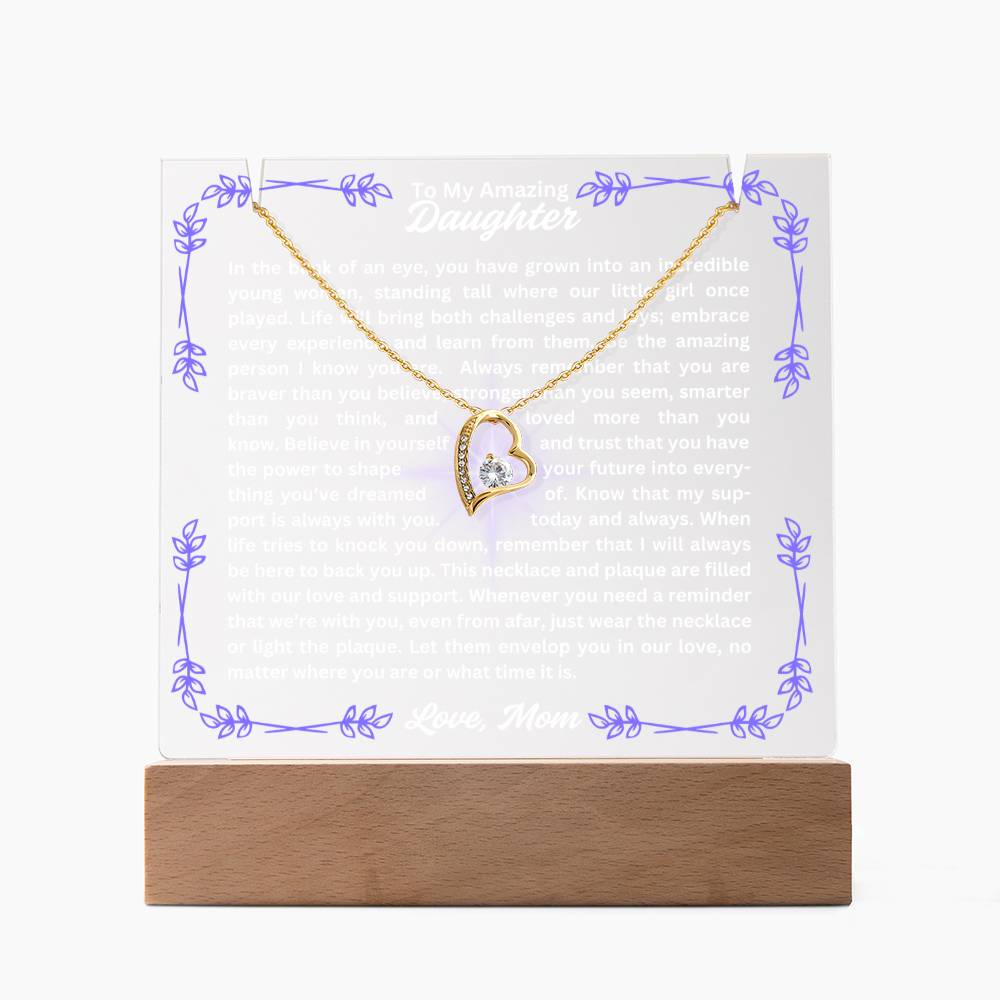 To My Daughter-In A Blink Of An Eye-Personalized this Keepsake 7 LED Light Acrylic Bundle,featuring a Square Acrylic and the beautiful Forever Love Necklace 305 - Essential Home Zone Essential Home Zone LED Battery Powered Base / 18K Yellow Gold Finish Jewelry To My Daughter-In A Blink Of An Eye-Personalized this Keepsake 7 LED Light Acrylic Bundle,featuring a Square Acrylic and the beautiful Forever Love Necklace 305