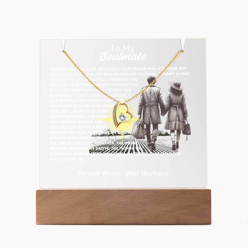 To My Soulmate-Meeting You Was Fate-elegant Keepsake Acrylic Bundle, featuring a stunning Square Acrylic and the beautiful Forever Love Necklace. 12 - Essential Home Zone Essential Home Zone LED Battery Powered Base / 18K Yellow Gold Finish Jewelry To My Soulmate-Meeting You Was Fate-elegant Keepsake Acrylic Bundle, featuring a stunning Square Acrylic and the beautiful Forever Love Necklace. 12