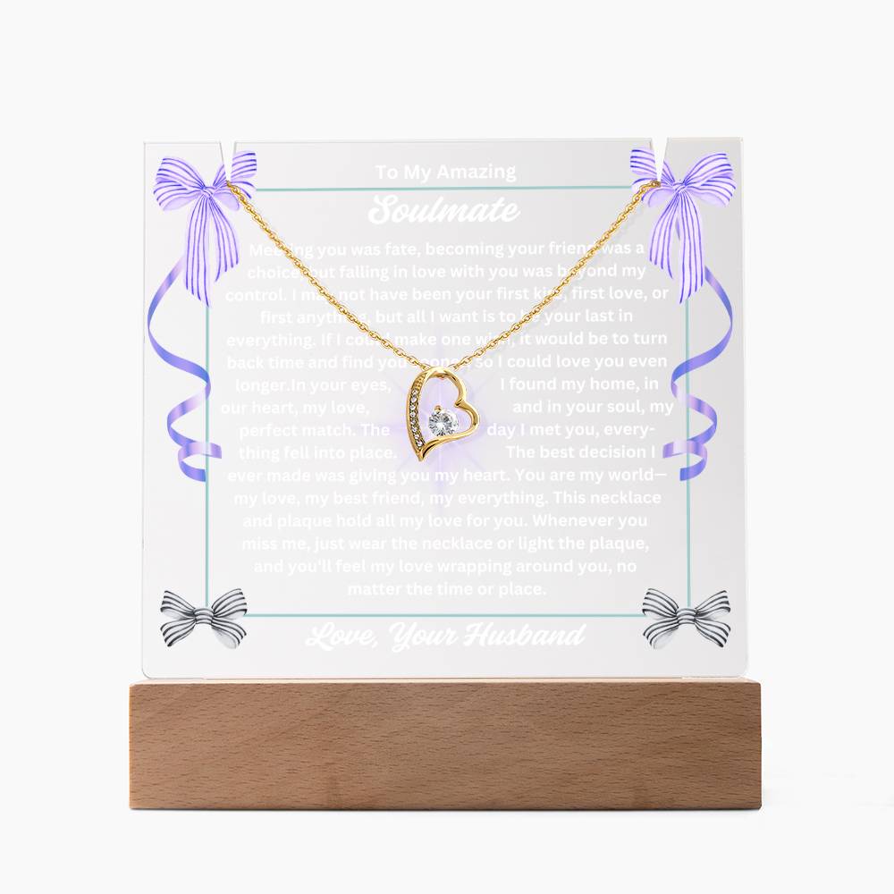 To My Soulmate-Meeting You Was Fate-Personalized this Keepsake 7 LED Light Acrylic Bundle,featuring a Square Acrylic and the beautiful Forever Love Necklace 330 - Essential Home Zone Essential Home Zone LED Battery Powered Base / 18K Yellow Gold Finish Jewelry To My Soulmate-Meeting You Was Fate-Personalized this Keepsake 7 LED Light Acrylic Bundle,featuring a Square Acrylic and the beautiful Forever Love Necklace 330