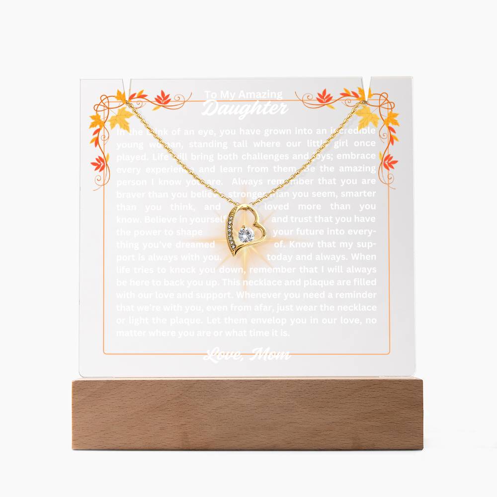 To My Daughter-In A Blink Of An Eye-Personalized this Keepsake 7 LED Light Acrylic Bundle,featuring a Square Acrylic and the beautiful Forever Love Necklace 307 - Essential Home Zone Essential Home Zone LED Battery Powered Base / 18K Yellow Gold Finish Jewelry To My Daughter-In A Blink Of An Eye-Personalized this Keepsake 7 LED Light Acrylic Bundle,featuring a Square Acrylic and the beautiful Forever Love Necklace 307