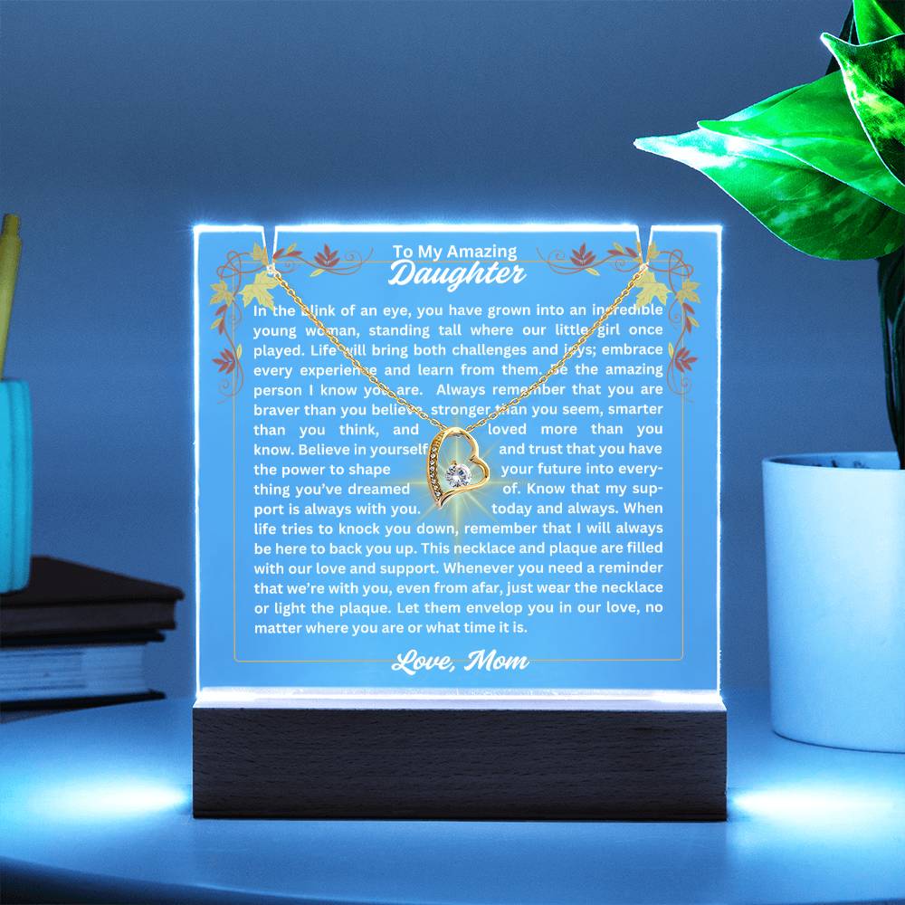 To My Daughter-In A Blink Of An Eye-Personalized this Keepsake 7 LED Light Acrylic Bundle,featuring a Square Acrylic and the beautiful Forever Love Necklace 307 - Essential Home Zone Essential Home Zone Jewelry To My Daughter-In A Blink Of An Eye-Personalized this Keepsake 7 LED Light Acrylic Bundle,featuring a Square Acrylic and the beautiful Forever Love Necklace 307