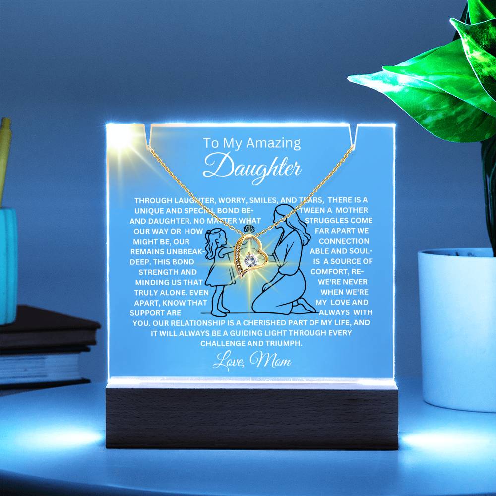 To My Daughter-Unique Bond with Mom-Personalized this Keepsake 7 LED Light Acrylic Bundle,featuring a Square Acrylic and the beautiful Forever Love Necklace 140 - Essential Home Zone Essential Home Zone Jewelry To My Daughter-Unique Bond with Mom-Personalized this Keepsake 7 LED Light Acrylic Bundle,featuring a Square Acrylic and the beautiful Forever Love Necklace 140