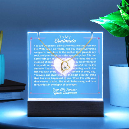 To My Soulmate-Missing Piece-Personalized this Keepsake 7 LED Light Acrylic Bundle,featuring a Square Acrylic and the beautiful Forever Love Necklace 18 - Essential Home Zone Essential Home Zone Jewelry To My Soulmate-Missing Piece-Personalized this Keepsake 7 LED Light Acrylic Bundle,featuring a Square Acrylic and the beautiful Forever Love Necklace 18