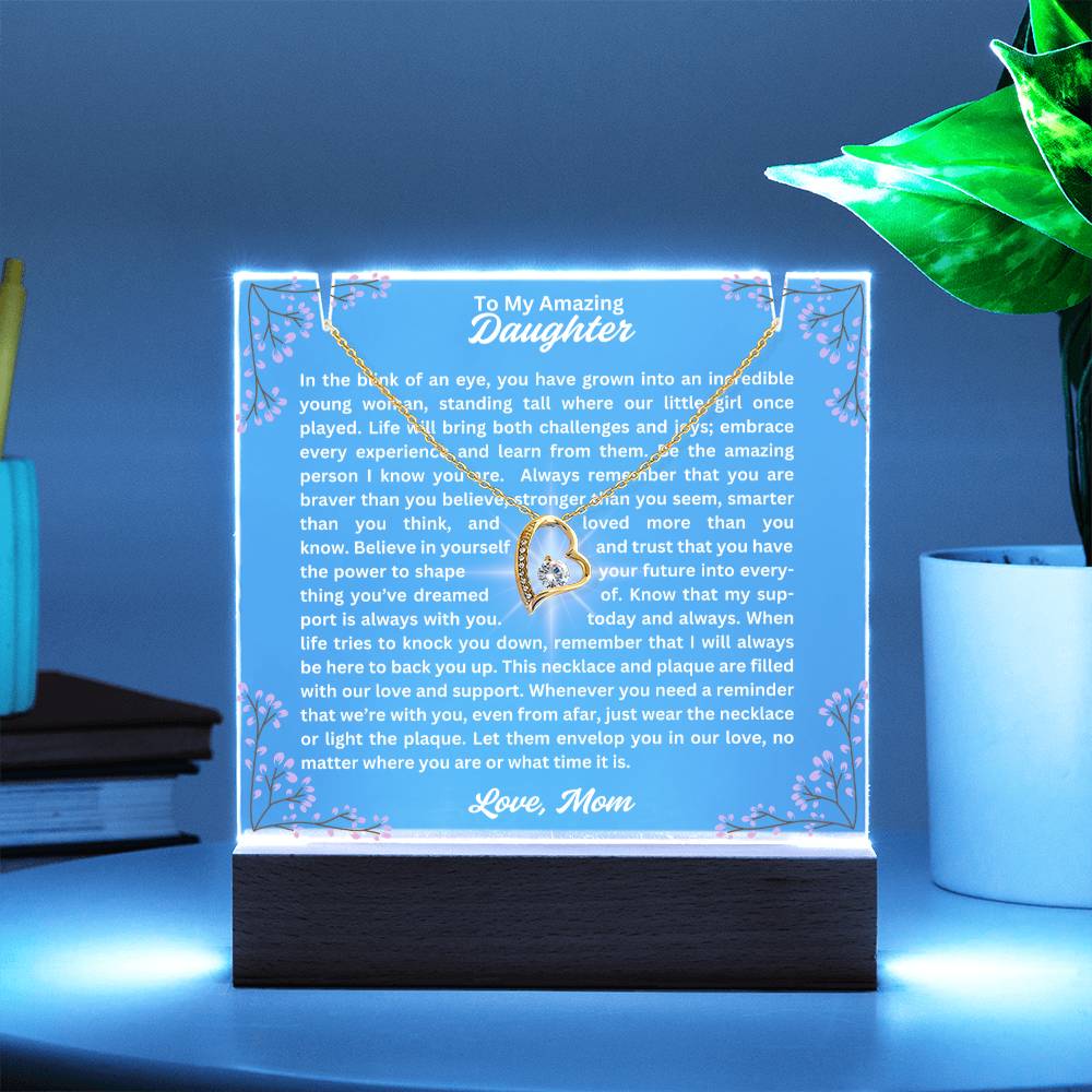 To My Daughter-In The Blink Of An Eye-Personalized this Keepsake 7 LED Light Acrylic Bundle,featuring a Square Acrylic and the beautiful Forever Love Necklace 309 - Essential Home Zone Essential Home Zone Jewelry To My Daughter-In The Blink Of An Eye-Personalized this Keepsake 7 LED Light Acrylic Bundle,featuring a Square Acrylic and the beautiful Forever Love Necklace 309