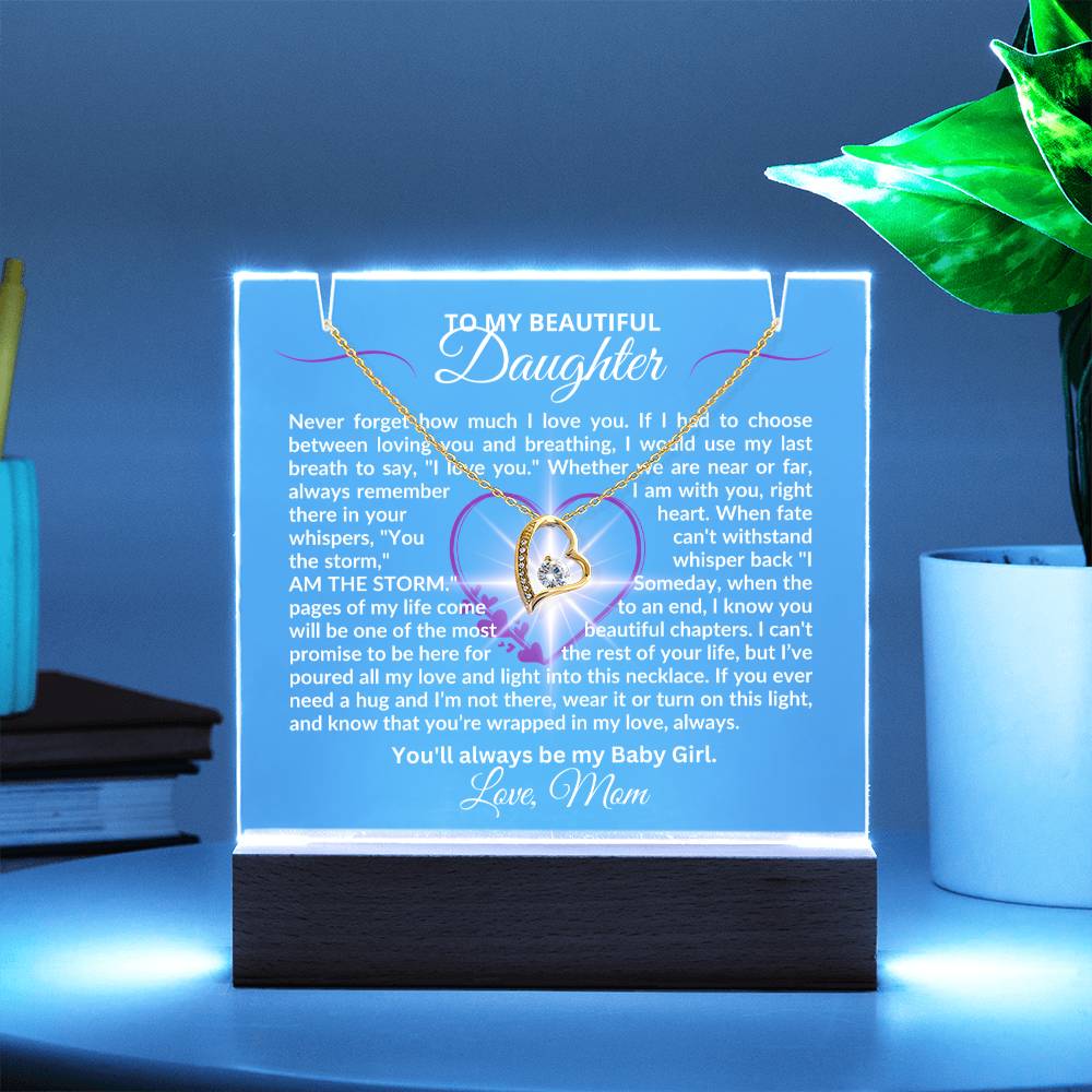 To My Daughter-My Last Breath-Personalized this Keepsake 7 LED Light Acrylic Bundle,featuring a Square Acrylic and the beautiful Forever Love Necklace 248 - Essential Home Zone Essential Home Zone Jewelry To My Daughter-My Last Breath-Personalized this Keepsake 7 LED Light Acrylic Bundle,featuring a Square Acrylic and the beautiful Forever Love Necklace 248