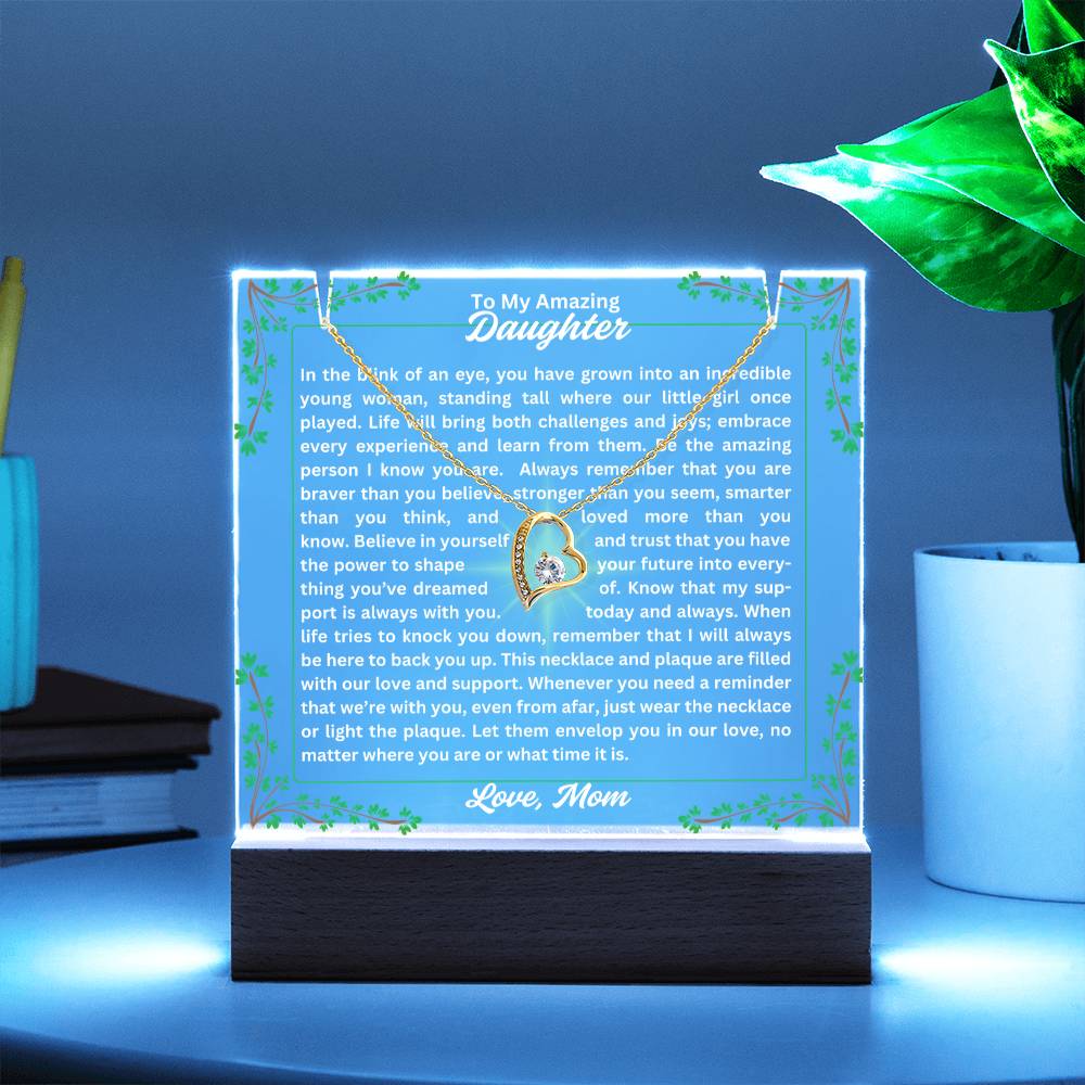 To My Daughter-In A Blink Of An Eye-Personalized this Keepsake 7 LED Light Acrylic Bundle,featuring a Square Acrylic and the beautiful Forever Love Necklace 311 - Essential Home Zone Essential Home Zone Jewelry To My Daughter-In A Blink Of An Eye-Personalized this Keepsake 7 LED Light Acrylic Bundle,featuring a Square Acrylic and the beautiful Forever Love Necklace 311