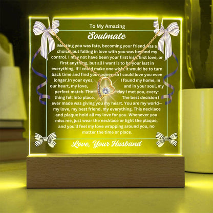 To My Soulmate-Meeting You Was Fate-Personalized this Keepsake 7 LED Light Acrylic Bundle,featuring a Square Acrylic and the beautiful Forever Love Necklace 330 - Essential Home Zone Essential Home Zone Jewelry To My Soulmate-Meeting You Was Fate-Personalized this Keepsake 7 LED Light Acrylic Bundle,featuring a Square Acrylic and the beautiful Forever Love Necklace 330