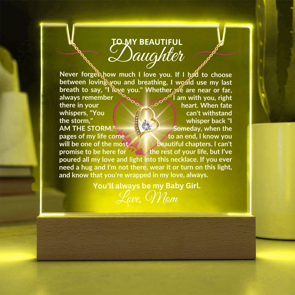 To My Daughter-My Last Breath-Personalized this Keepsake 7 LED Light Acrylic Bundle,featuring a Square Acrylic and the beautiful Forever Love Necklace 248 - Essential Home Zone Essential Home Zone Jewelry To My Daughter-My Last Breath-Personalized this Keepsake 7 LED Light Acrylic Bundle,featuring a Square Acrylic and the beautiful Forever Love Necklace 248