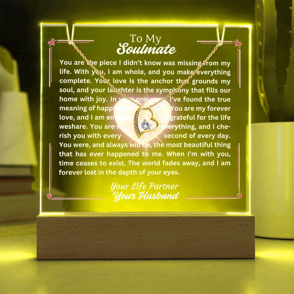 To My Soulmate-Missing Piece-Personalized this Keepsake 7 LED Light Acrylic Bundle,featuring a Square Acrylic and the beautiful Forever Love Necklace 18 - Essential Home Zone Essential Home Zone Jewelry To My Soulmate-Missing Piece-Personalized this Keepsake 7 LED Light Acrylic Bundle,featuring a Square Acrylic and the beautiful Forever Love Necklace 18