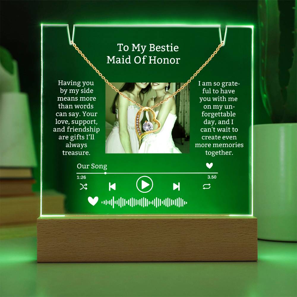 To My Maid Of Honor-Grateful To Have You With Me-Personalize this elegant Keepsake Acrylic Bundle, featuring a stunning Square Acrylic and the beautiful Forever Love Necklace 324 - Essential Home Zone Essential Home Zone Jewelry To My Maid Of Honor-Grateful To Have You With Me-Personalize this elegant Keepsake Acrylic Bundle, featuring a stunning Square Acrylic and the beautiful Forever Love Necklace 324