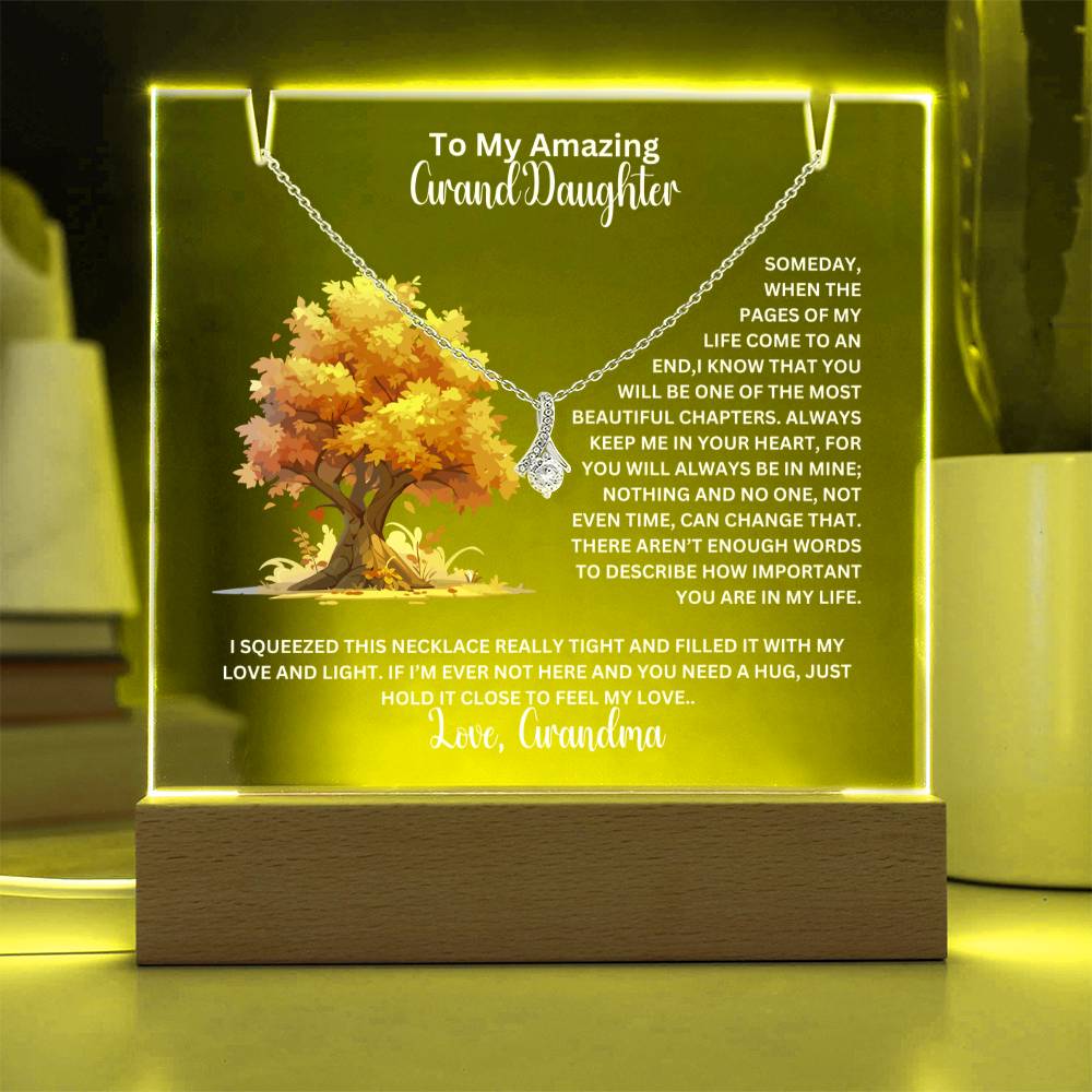 To My Granddaughter-Personalized this stunning Square Acrylic and the beautiful Alluring Necklace 43