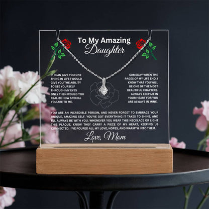 To My Daughter-Personalized this stunning Square Acrylic and the beautiful Alluring Necklace 56