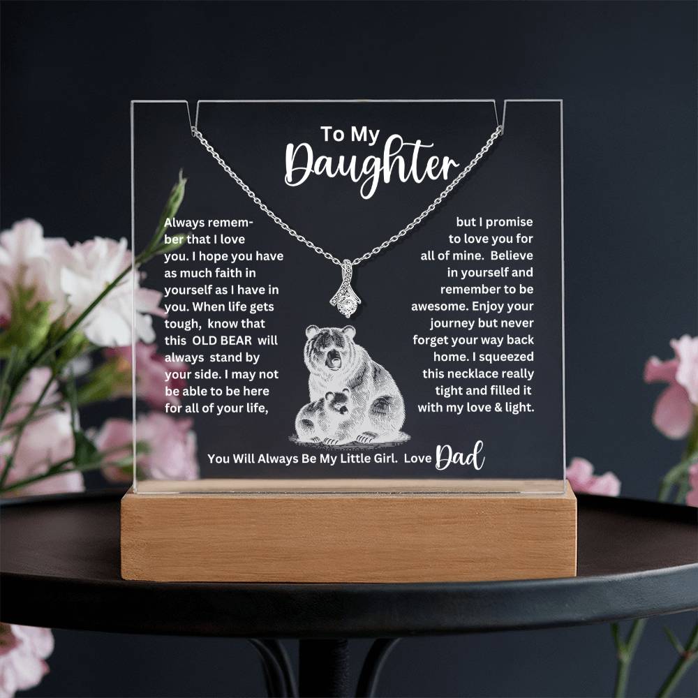 To My Daughter- Personalized this stunning Square Acrylic and the beautiful Alluring Necklace 80