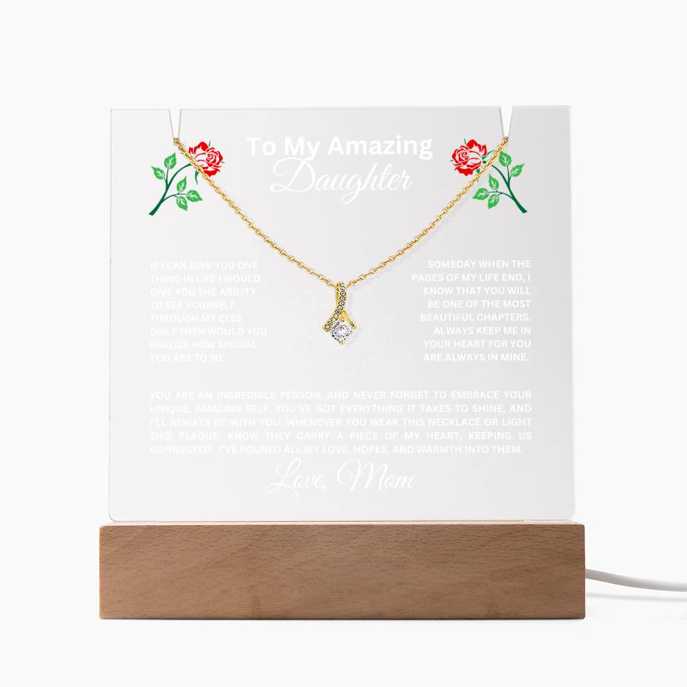 To My Daughter-Personalized this stunning Square Acrylic and the beautiful Alluring Necklace 56