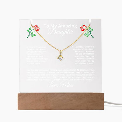 To My Daughter-Personalized this stunning Square Acrylic and the beautiful Alluring Necklace 56