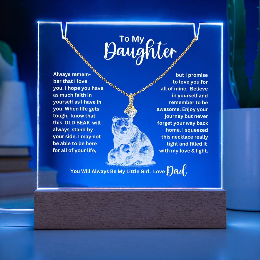 To My Daughter- Personalized this stunning Square Acrylic and the beautiful Alluring Necklace 80