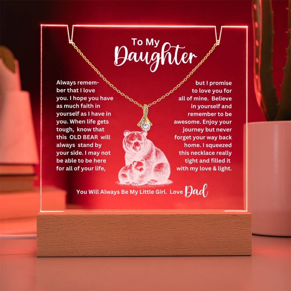 To My Daughter- Personalized this stunning Square Acrylic and the beautiful Alluring Necklace 80