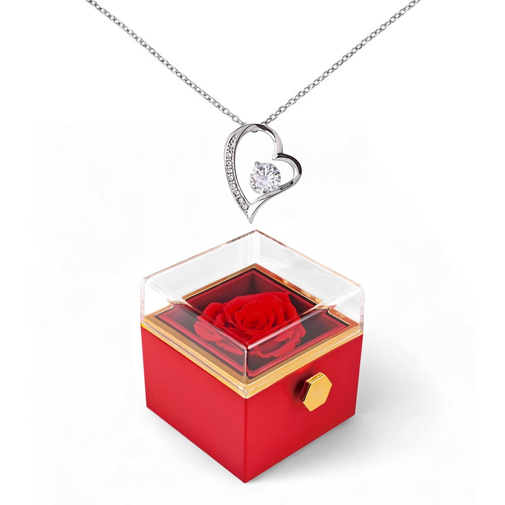 For Her-Forever Love  Necklace with rotating Rose Box
