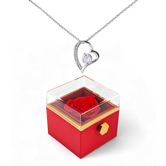 For Her-Forever Love  Necklace with rotating Rose Box