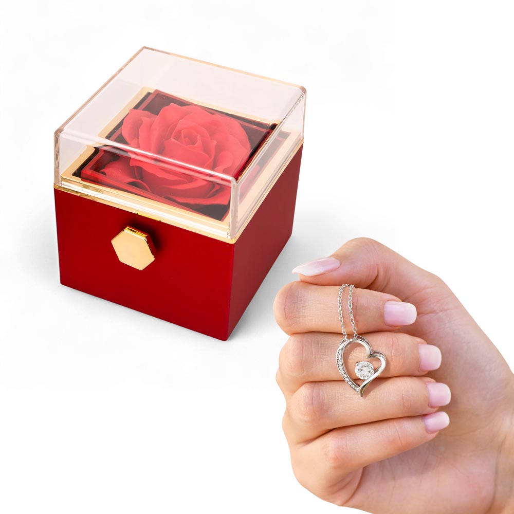 For Her-Forever Love  Necklace with rotating Rose Box