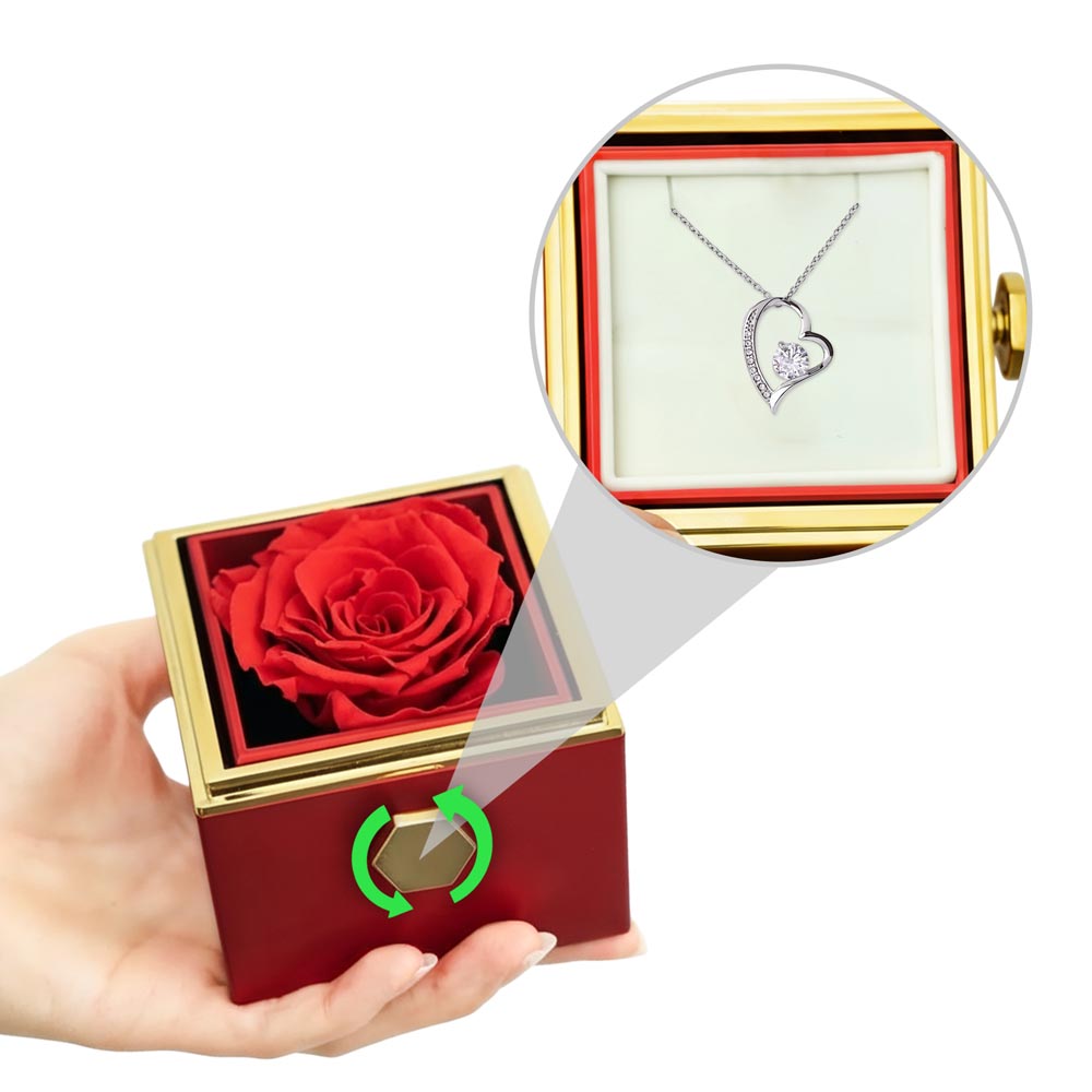 For Her-Forever Love  Necklace with rotating Rose Box