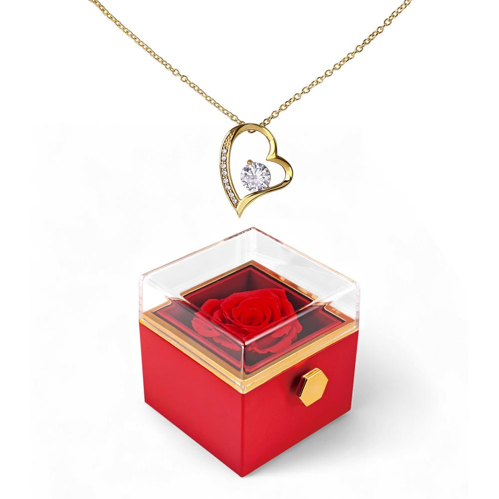 For Her-Forever Love  Necklace with rotating Rose Box