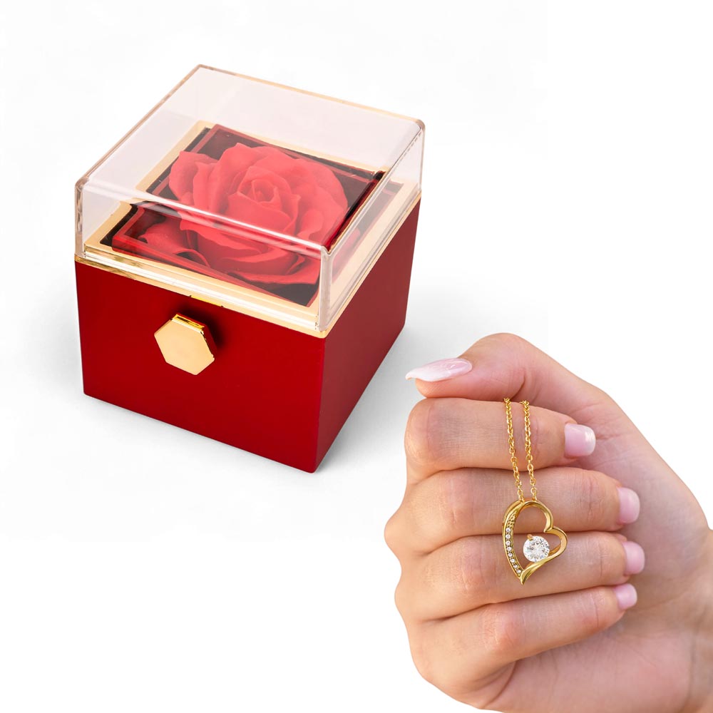 For Her-Forever Love  Necklace with rotating Rose Box