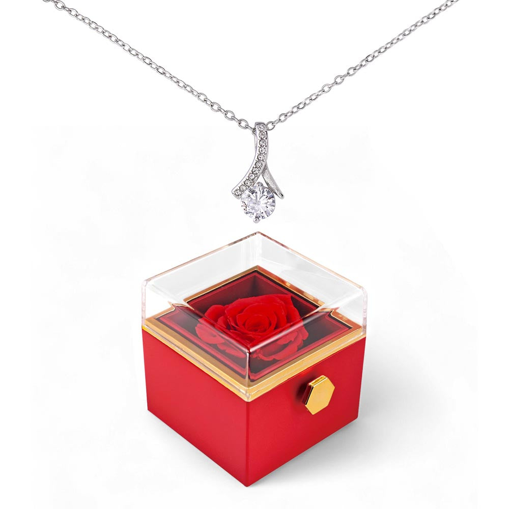 For Her-Alluring  Necklace with rotating Rose Box