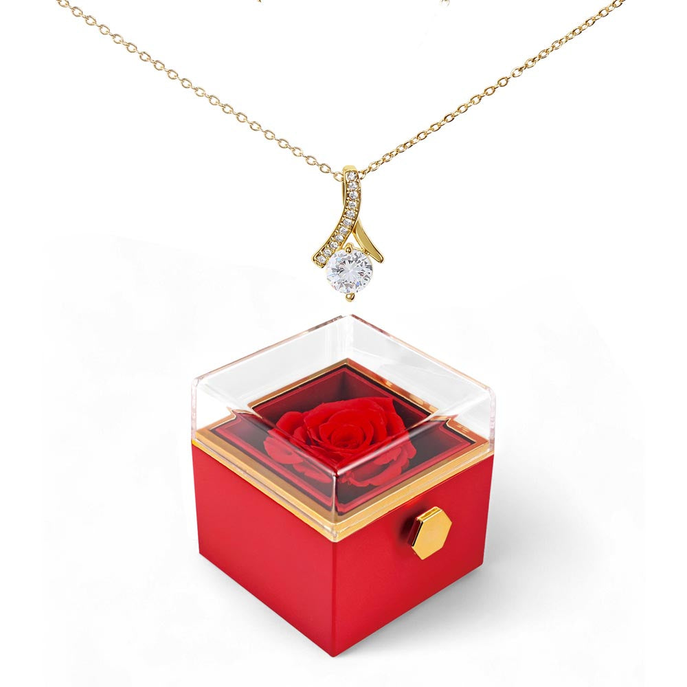 For Her-Alluring  Necklace with rotating Rose Box