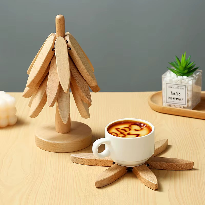 4PCS Tree Design Stand Wooden Trivets  